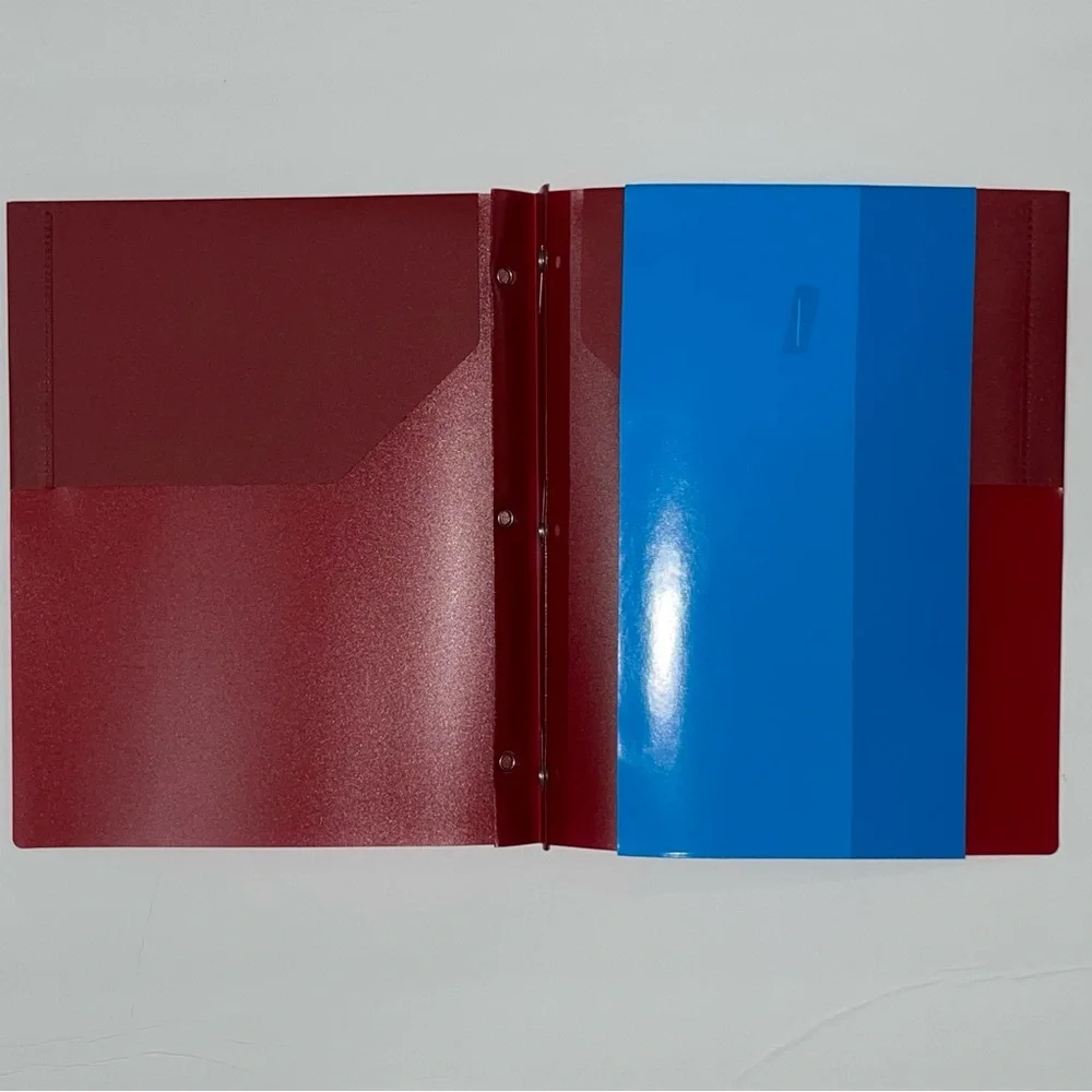 Staples Set of 4 Red Poly 3 Hole Report Covers, Letter Size, 21644